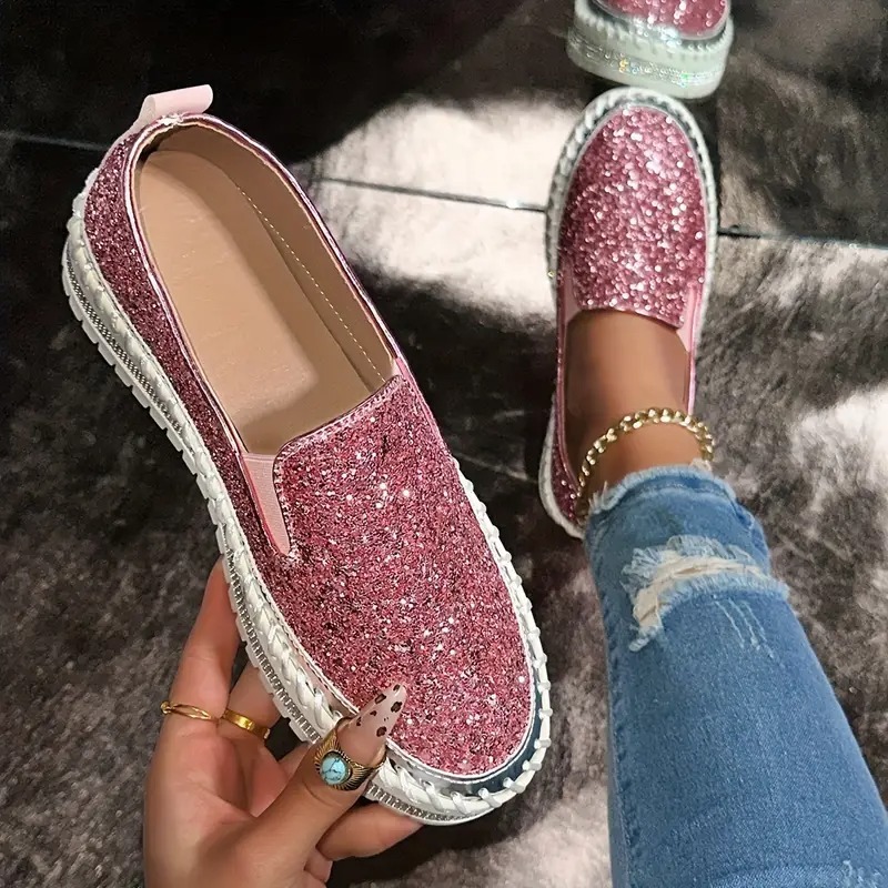 Women's Elegant Sequin Slip-On Loafers