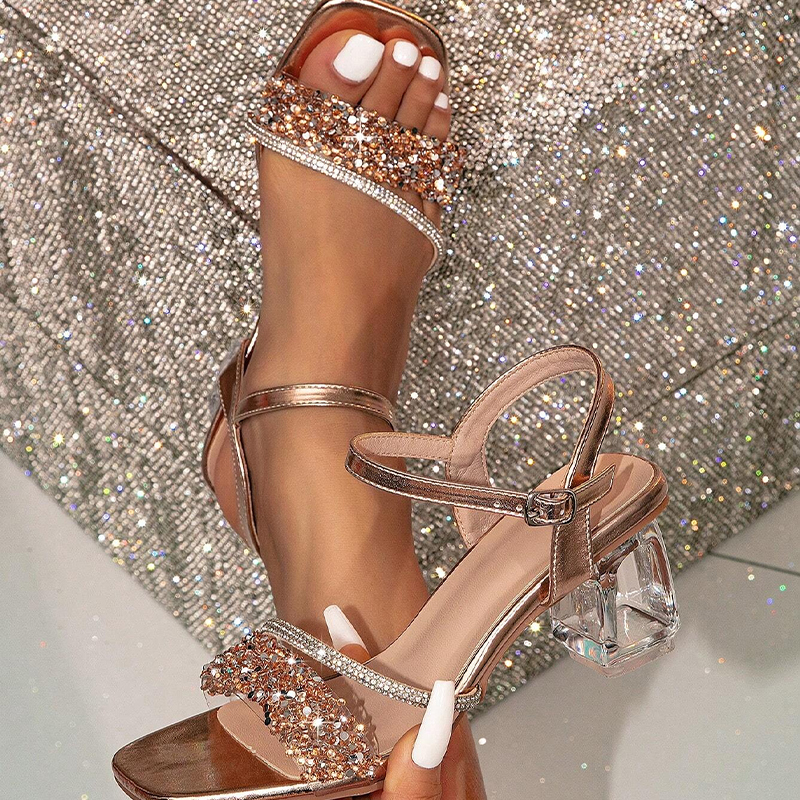 Party Strap Glitter High-Heeled Mules