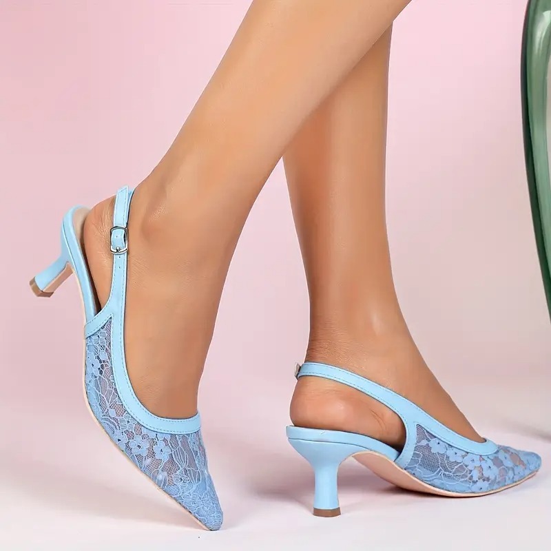 Women's Floral Lace Pointed-Toe Heels