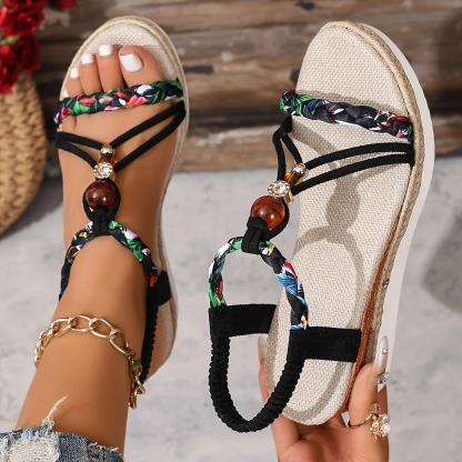 Bohemian Espadrille Wedge Sandals