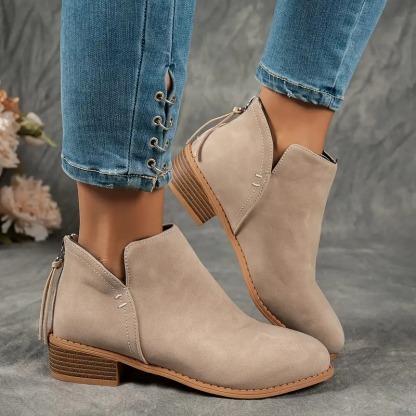 Women's Back Zipper Ankle Boots