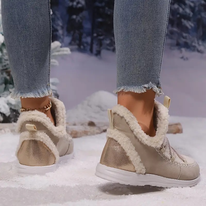 Women's Fluffy Plush Patchwork Boots