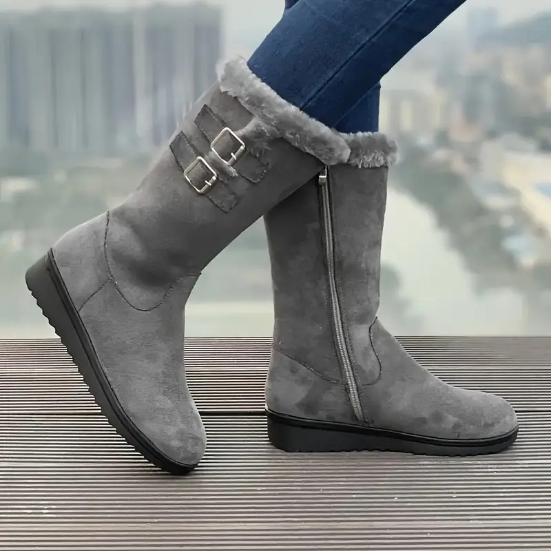 Women's Solid Color Fuzzy Boots