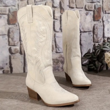 Womens Chunky Heel Cowboy Boots