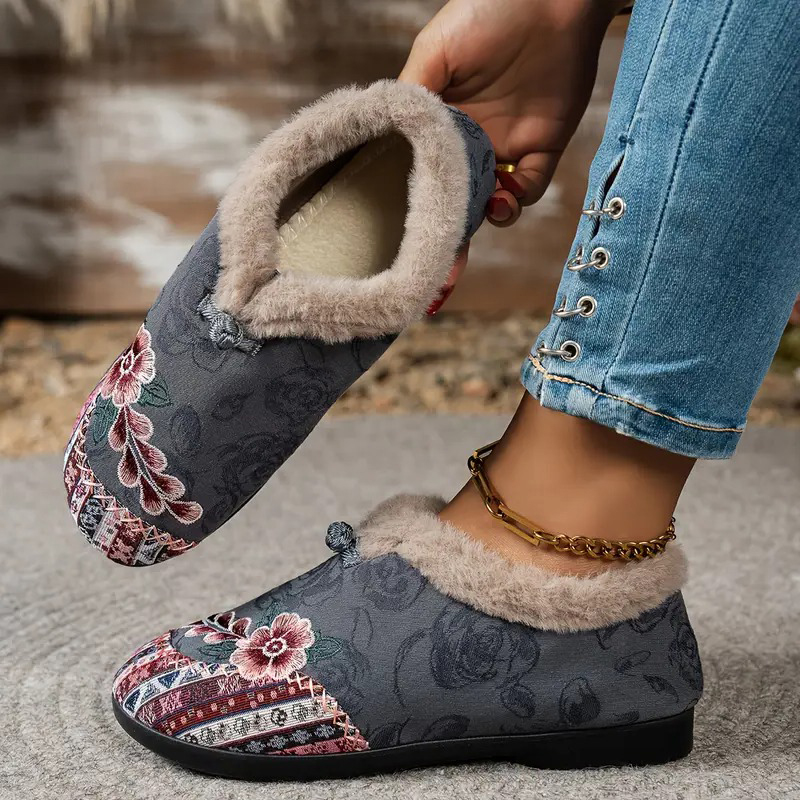 Women's Warm Floral Ankle Boots