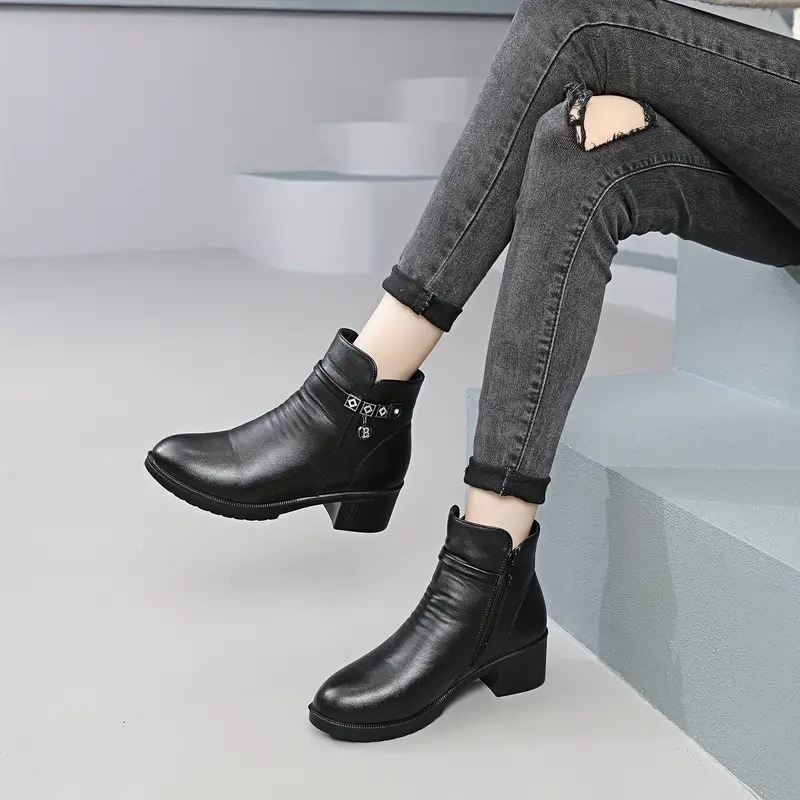 Winter Thick Heel Medium Heel Short Boots