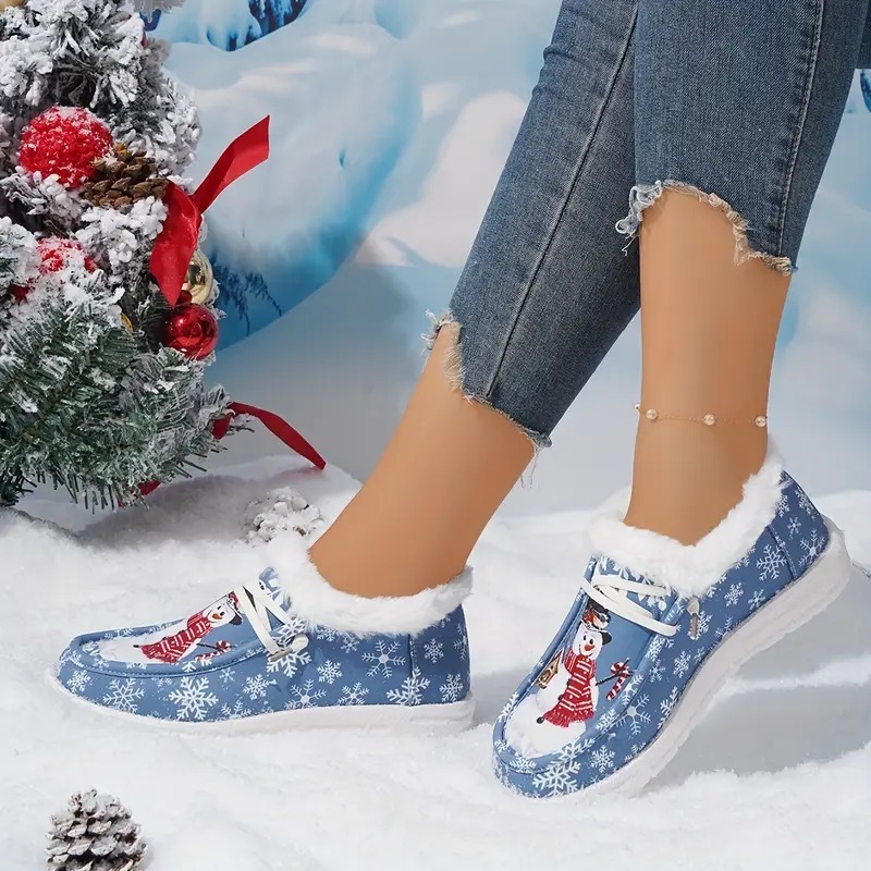 Christmas Snowman Thickened Warm Loafer