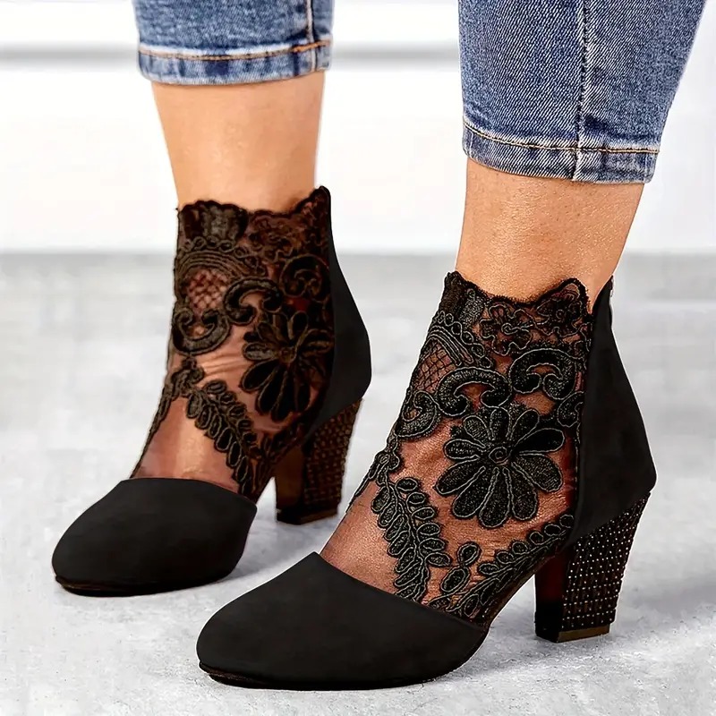 Women's Floral Lace Ankle Boots