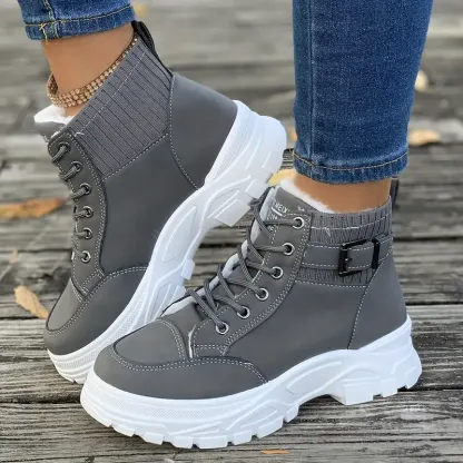 Stylish Women's Solid Color Platform Short Boots