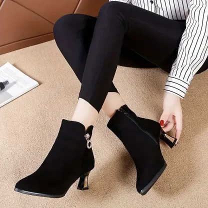 Chic Women's Rhinestone Block Heel Chelsea Boots