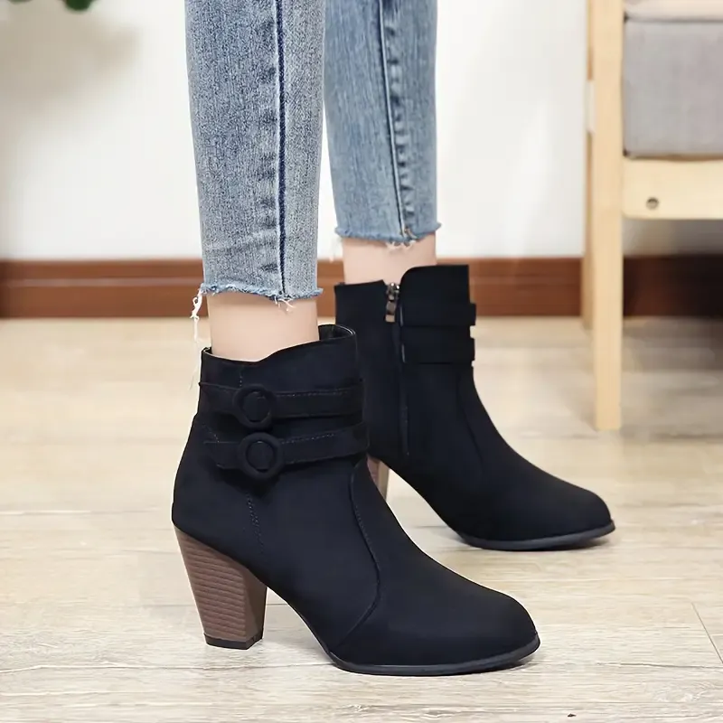 Chic Women's Rhinestone Block Heel Chelsea Boots