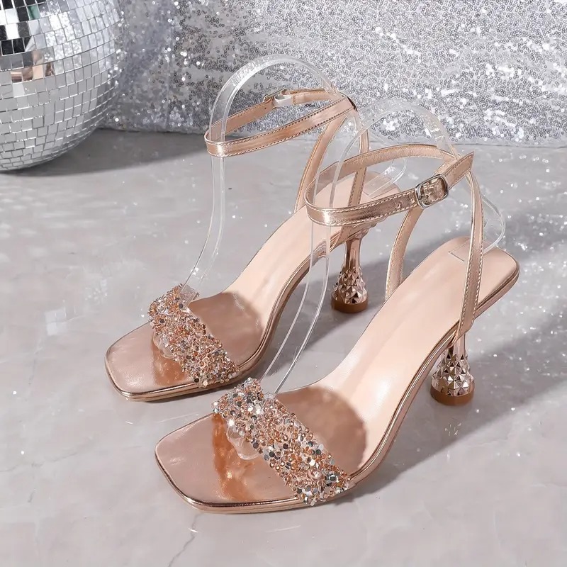 High Heel Square Toe Pumps