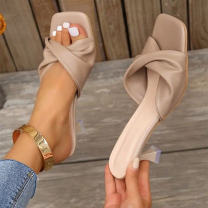 Women's Pleated Design High Heel Sandals