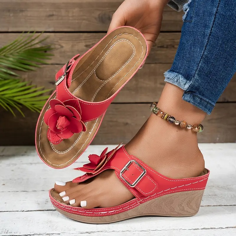 Women's Flower Wedding Wedge Slipper