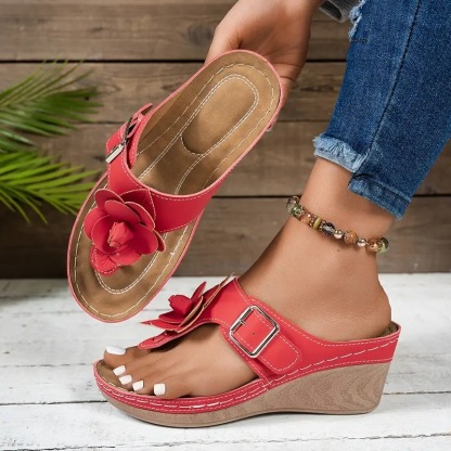 Women's Flower Wedding Wedge Slipper