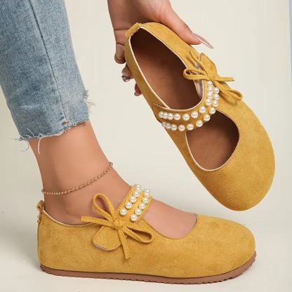Women's Pearl Bow Mary Jane Flats
