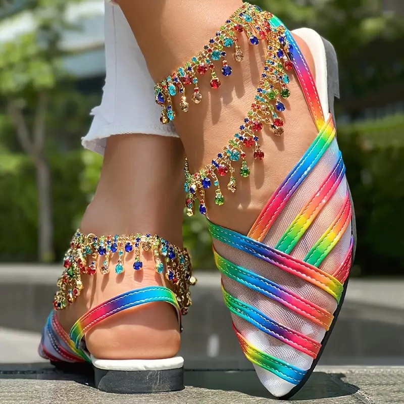 Elastic Band Mesh Panel Flats