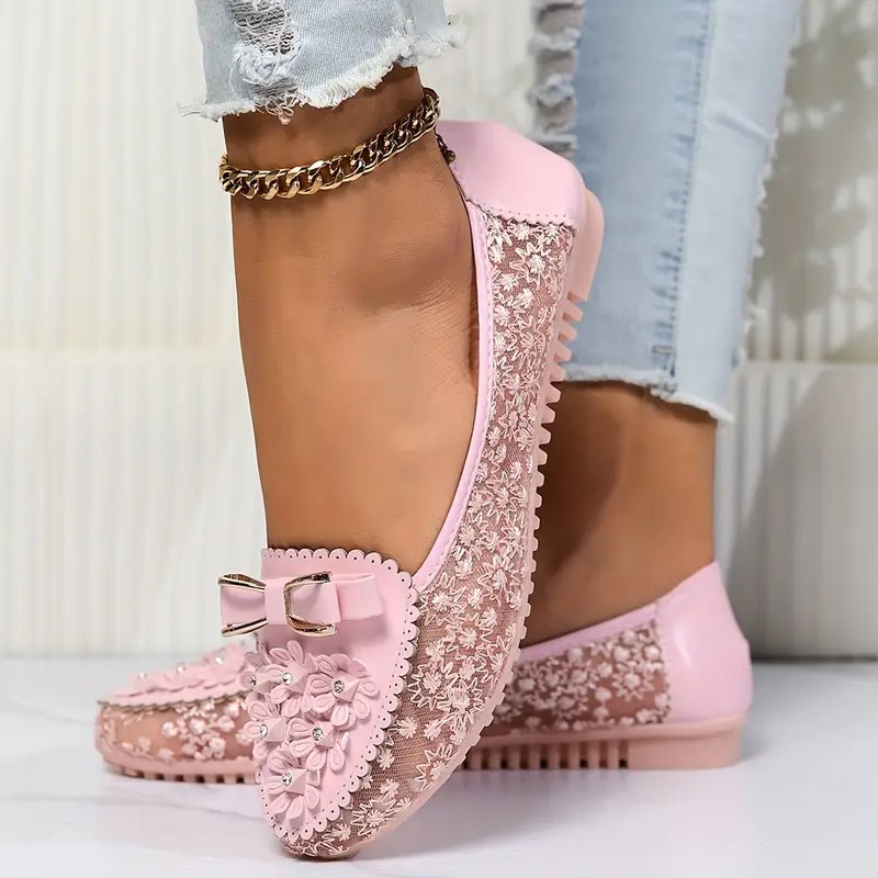 Women's Stylish Floral Mesh Flats