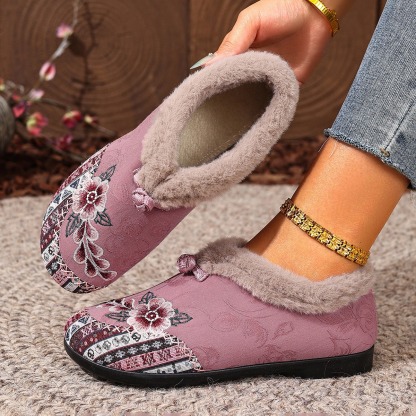 Women's Warm Floral Ankle Boots
