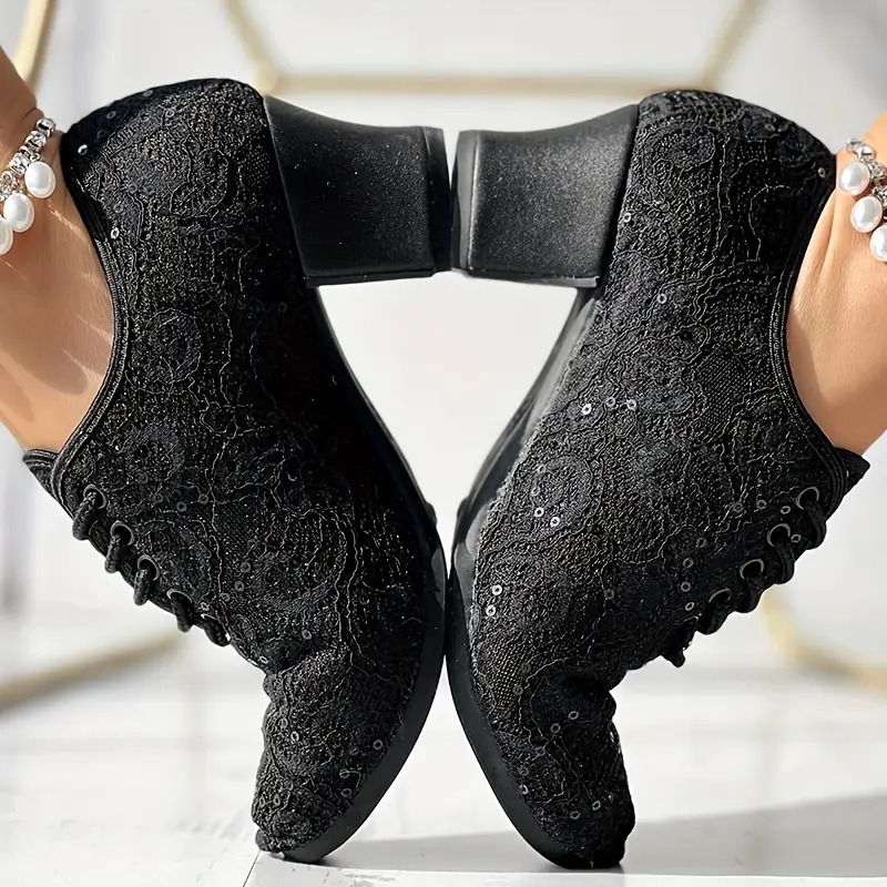 Closed Toe Lace-Up Latin Dance Heels