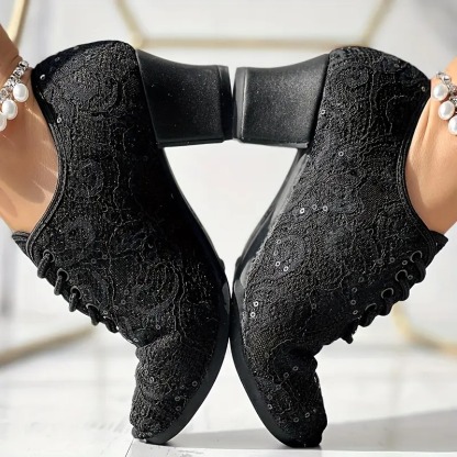 Closed Toe Lace-Up Latin Dance Heels