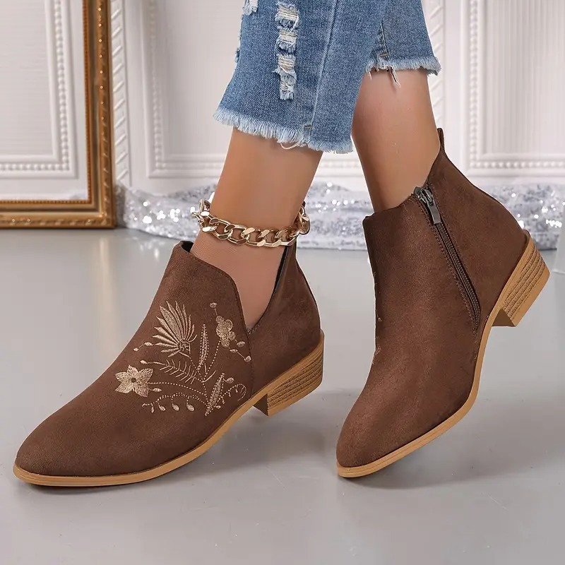Women's Elegant Floral Ankle Boots