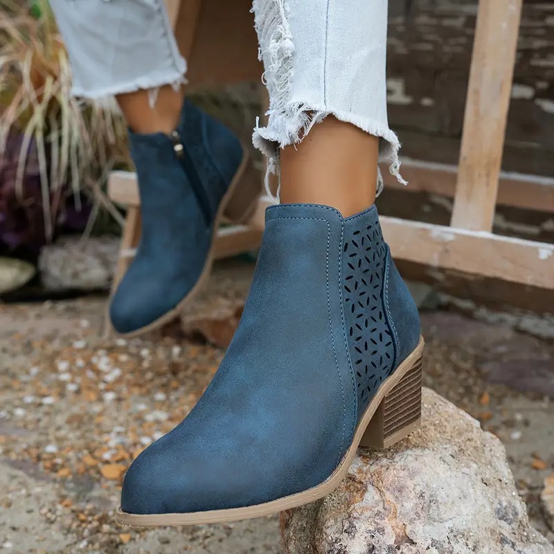 Women's Vintage Chunky Heel Ankle Boots