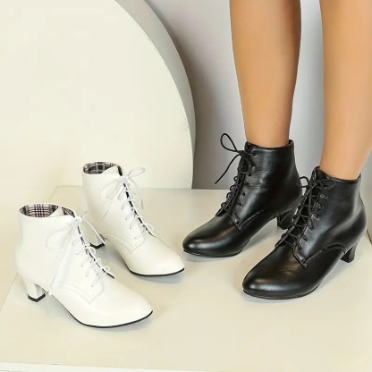 Women's Lace Up Heeled Ankle Boots