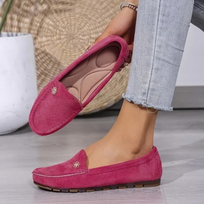 Women's Metallic Flower Accents Slip-On Flats 