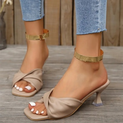 Women's Pleated Design High Heel Sandals