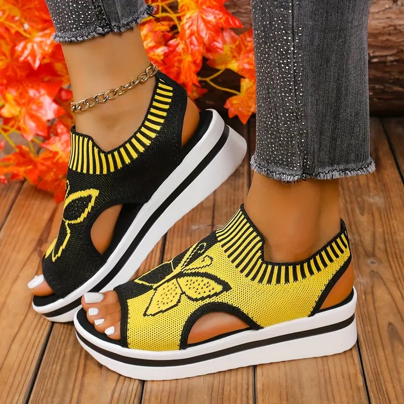 Breathable Butterfly Print Sandals