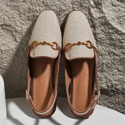 Women's Metallic Buckle Decor Flat Sandals