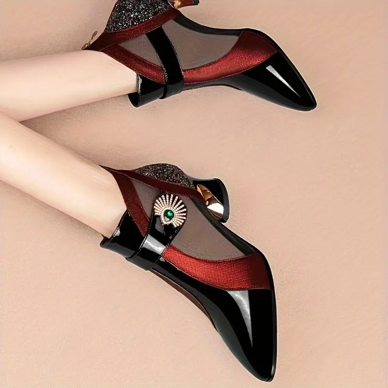 Women's Rhinestone Band Mesh Boots