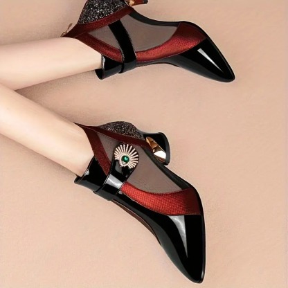 Women's Rhinestone Band Mesh Boots