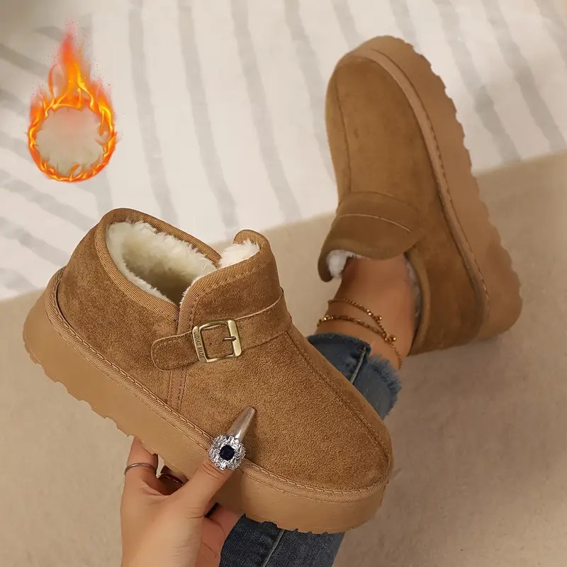 Women's Buckle Strap Winter Boots