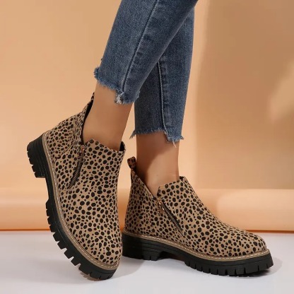 Women's Golden-Tone Zipper Ankle Boots