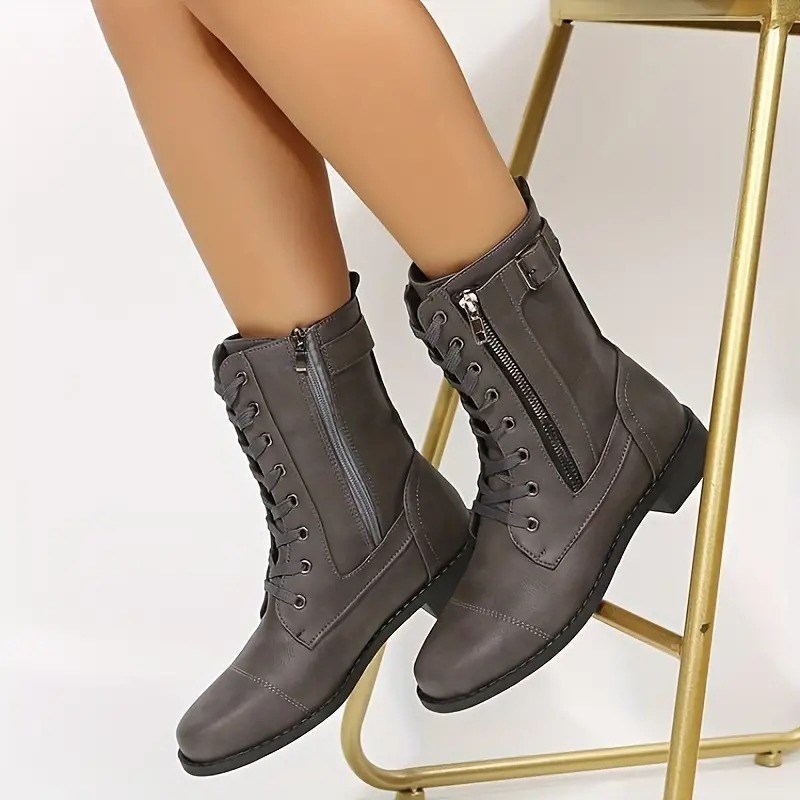 Women's Retro Flat Combat Boots