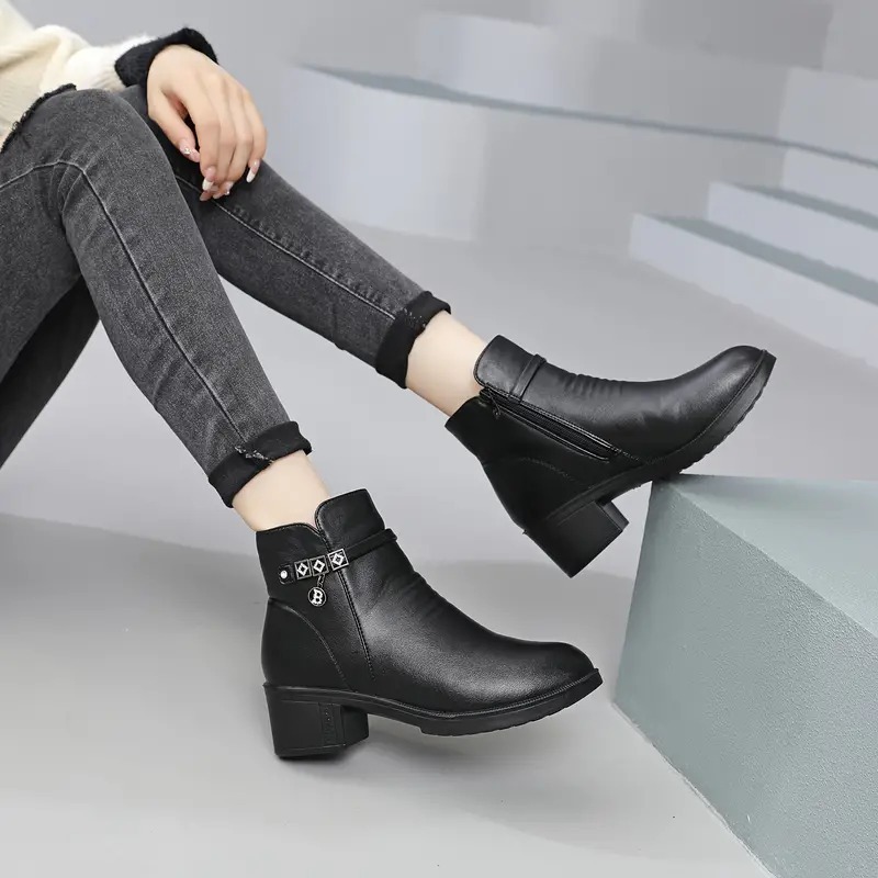 Winter Thick Heel Medium Heel Short Boots