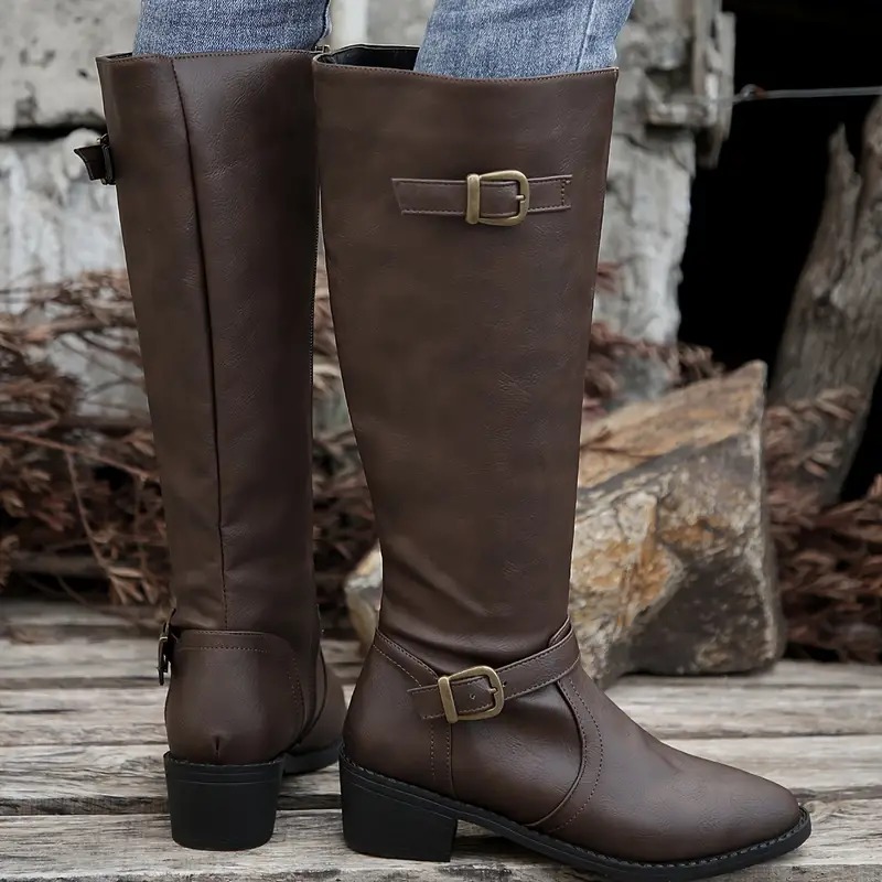 Comfy Chunky Heel Mid-Calf Boots