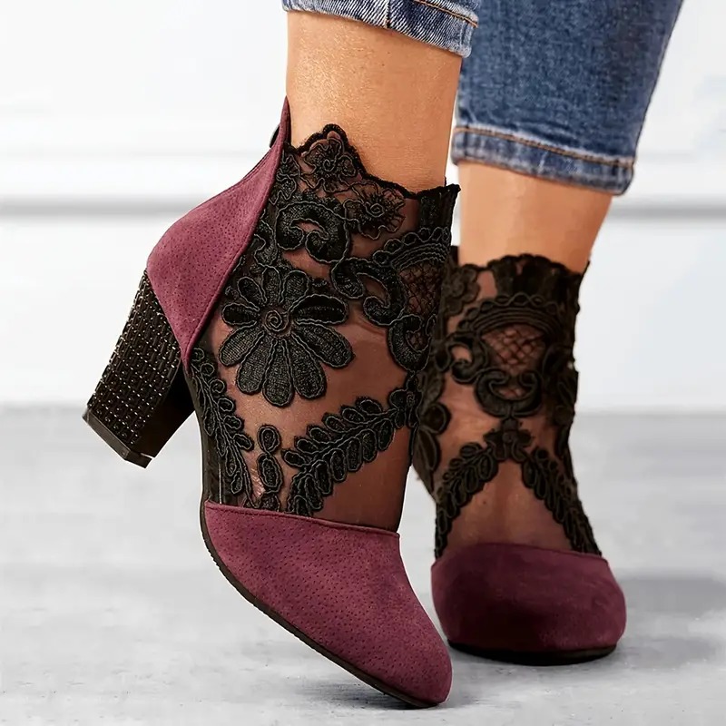 Women's Floral Lace Ankle Boots