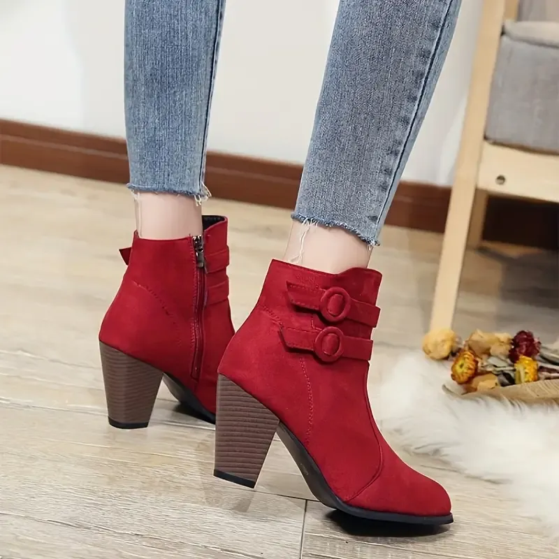Chic Women's Rhinestone Block Heel Chelsea Boots