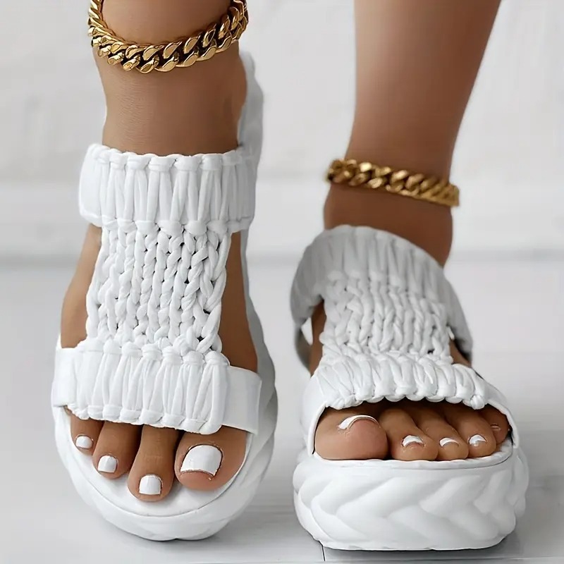 Women's Solid Color Braided Sandals
