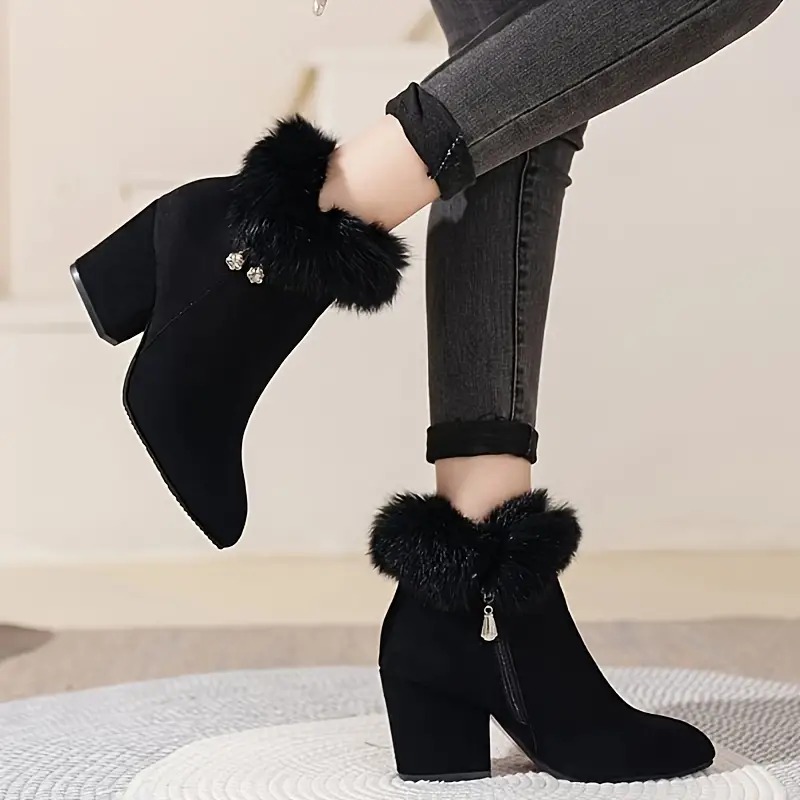Elegant Solid Color Ankle Booties
