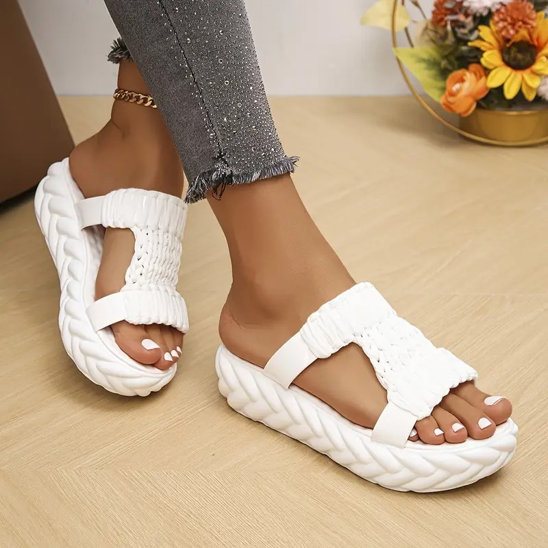 Women's Solid Color Braided Sandals