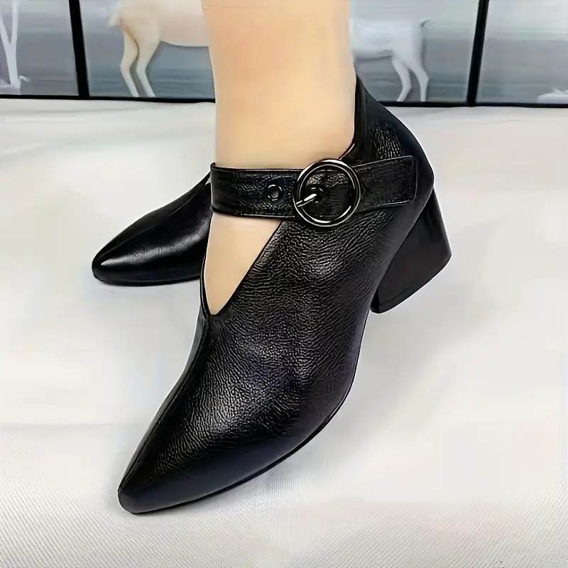 Leather Solid Color Versatile Sexy High Heels