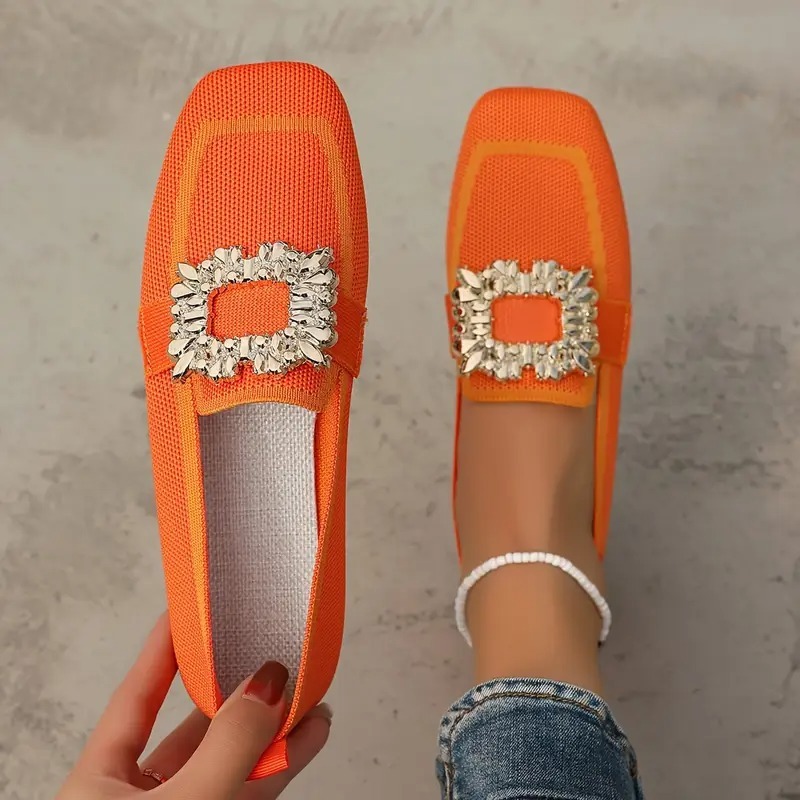 Women's Elegant Crystal Slip Flats