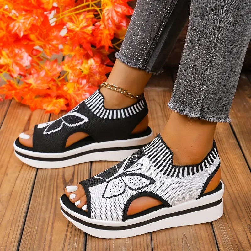 Breathable Butterfly Print Sandals