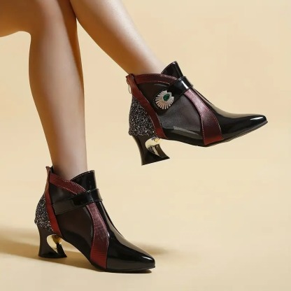 Women's Rhinestone Band Mesh Boots