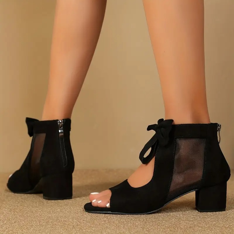 Women's Mesh Flower Ankle Boots