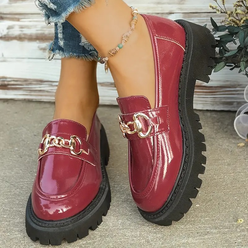 Stylish Buckle Accent Round Toe Loafers